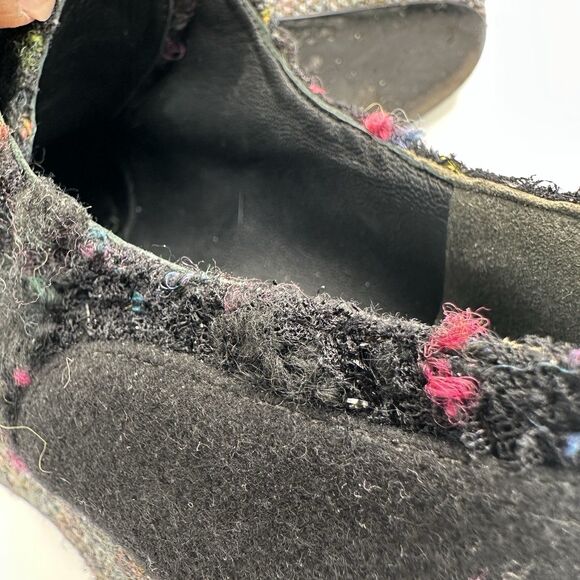 Chanel 15K Lace up Multicolor Sz 35 1/2 US 5 1/2 Black Tweed  Platform Oxford - Picture 9 of 10